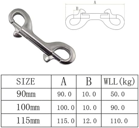 OUZINE 5PCS Double Ended Scuba Bolt Snap Hook Stainless Steel 316 Heavy Duty
