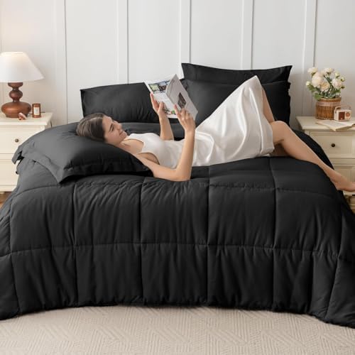 JOLLYVOGUE Queen Comforter Set 7-Piece Black