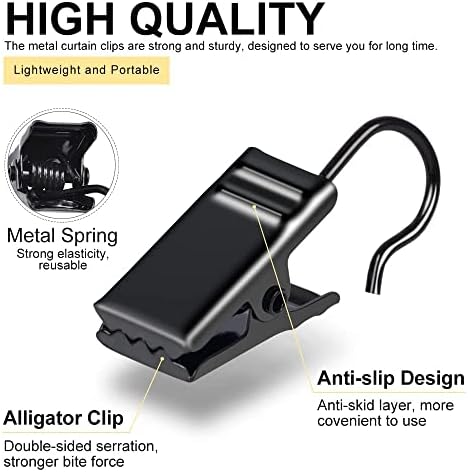 Curtain Clips with Hook 100 Pack Black Metal Hangers