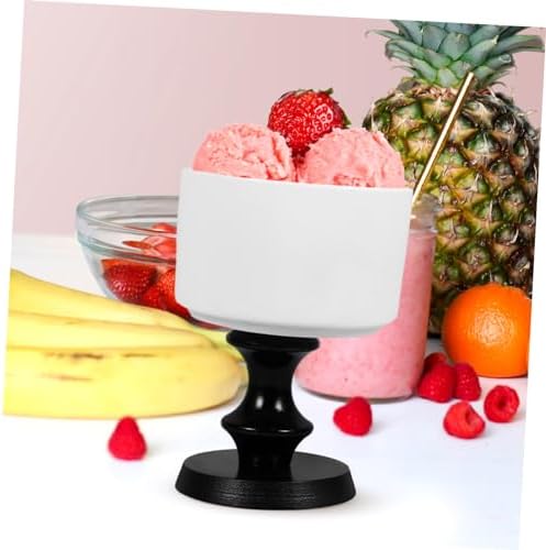 Zerodeko 220ml Ceramic Dessert Cup Black Round Tall Footed Bowl Goblet