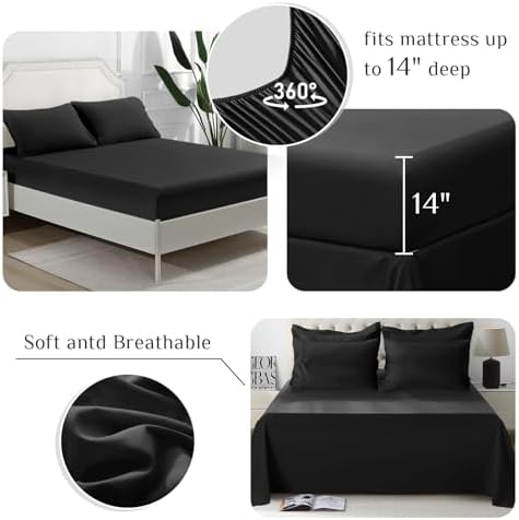 JOLLYVOGUE Queen Comforter Set 7-Piece Black