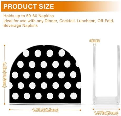 Caikeny Acrylic Napkin Holder Black White Polka Dot