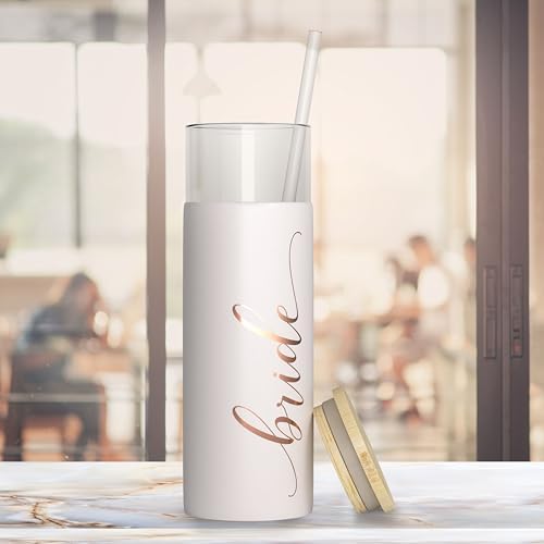 Bride To Be Iced Coffee Tumbler with Bamboo Lid and Straw