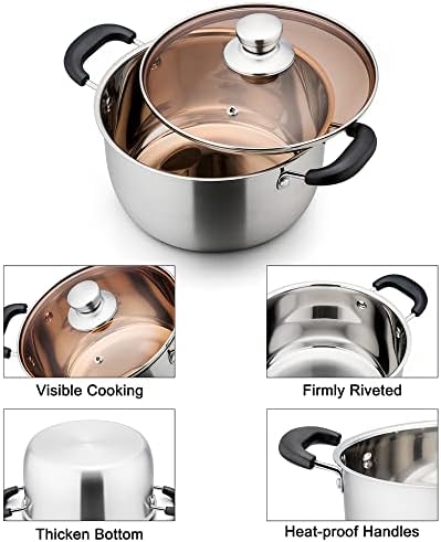 TeamFar 6 Qt Stainless Steel Stock Pot with Lid