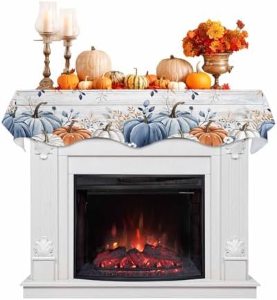 Thanksgiving Pumpkin Fireplace Mantel Scarf 90x17 Inch