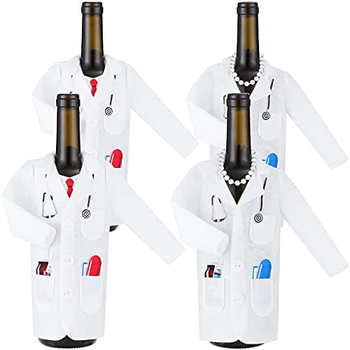 Cunhill 4 Pcs White Coat Wine Bag Set