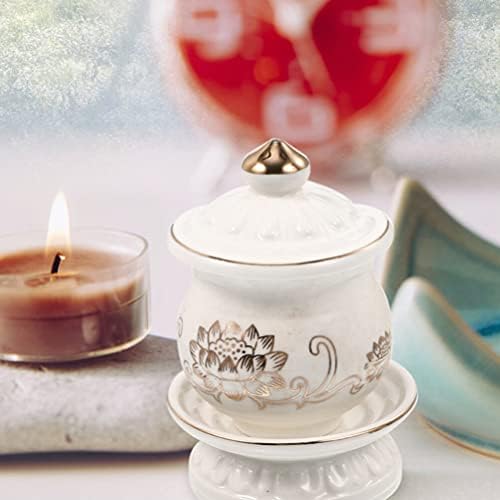 HOMSFOU Ceramic Lotus Water Offering Cups 2pcs