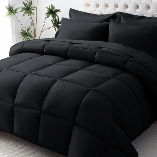 JOLLYVOGUE Queen Comforter Set 7-Piece Black