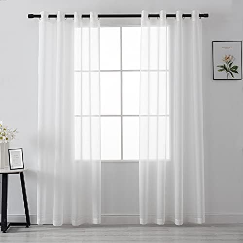 HUTO 95 Sheer Curtains White Grommet Drapes for Bedroom Living Room