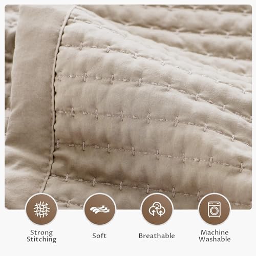 KASENTEX Quilt Bedding Set Camel Oversized Queen 2 Shams