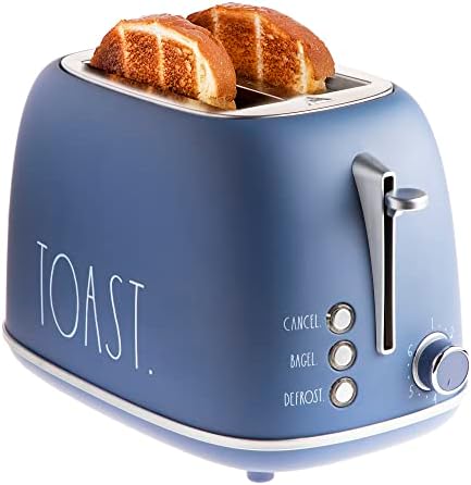 Rae Dunn Retro Rounded 2 Slice Toaster with Crumb Tray and Bagel Option