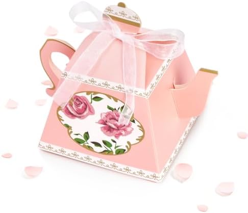 Eorbow 50 Pack Teapot Candy Boxes with Ribbons