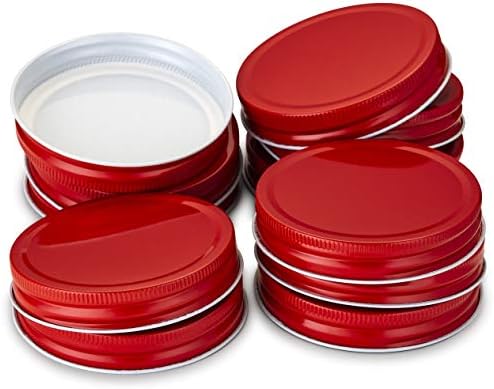 Kook Mason Jar Lids Wide Mouth Set of 12 Red
