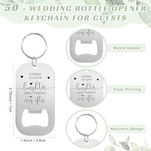 50 Sets Wedding Favors Bottle Opener Keychain Gift Set