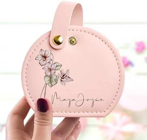 Personalized Leather Jewelry Box with Name and Birth Flower