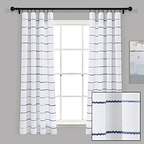 Lush Decor Ombre Stripe Cotton Curtain Panel Set Navy