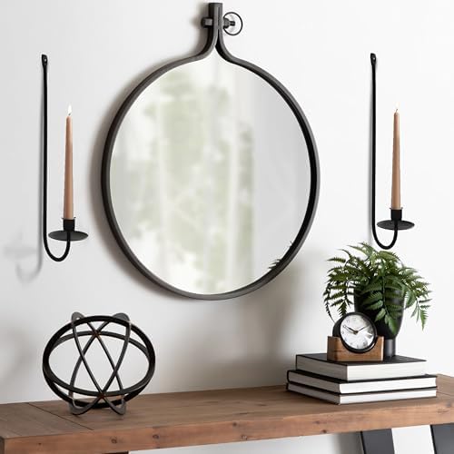 Remenna Wall Candle Sconce Holder Set of 2 Modern Black Wrought Iron