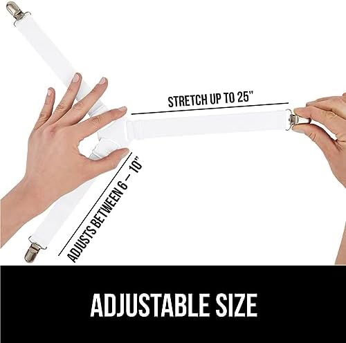 Gorilla Grip Sheet Straps with Metal Clips 4 Pack White
