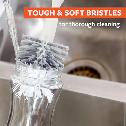 Full Circle Clean Reach Bottle Brush with Bamboo Handle and Replaceable Head