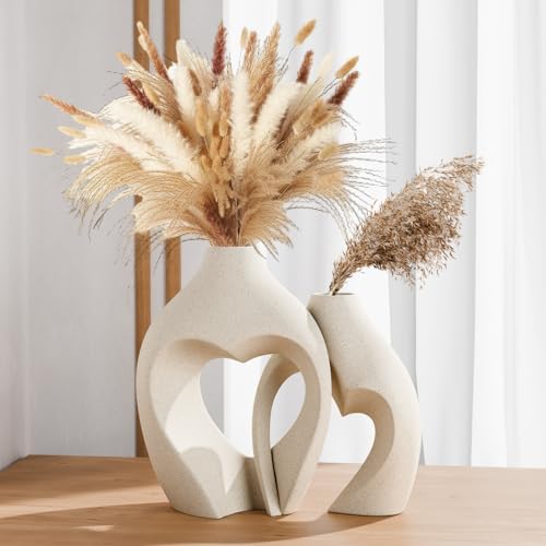 Zormon White Heart Shaped Ceramic Vase Set of 2