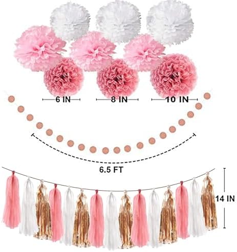 OuMuaMua Rose Gold Birthday Decorations Set