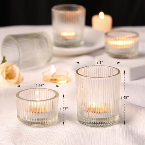 20pcs Assorted Ribbed Clear Tea Light Votive Candle Holders