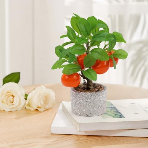 Woration Artificial Orange Tree Bonsai with Pot