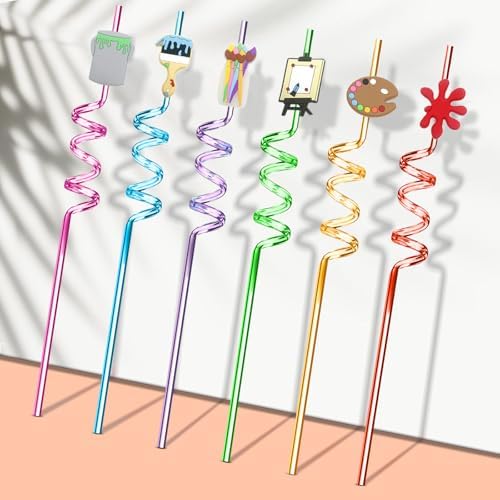 24 Reusable Art Straws with 2 Cleaning Brushes