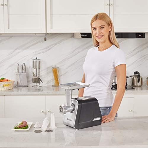 Homdox Meat Grinder Electric with 3 Plates and Sausage Stuffing Tool