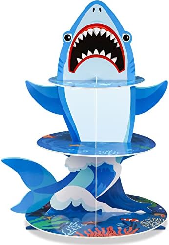 Zopeal 3 Tier Shark Cupcake Stand Ocean Theme Party Decorations