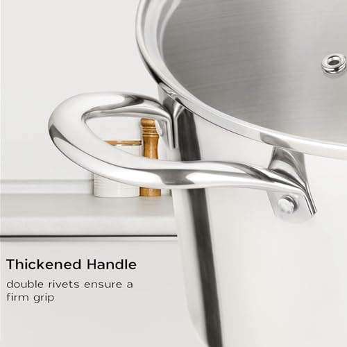 6 Quart Stockpot with Lid Tri-Ply Induction 1810 Stainless Steel