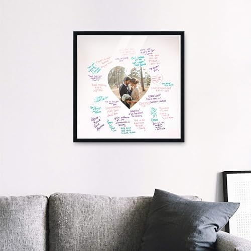 20x20 Square Black Signature Picture Frame with White Heart Mat