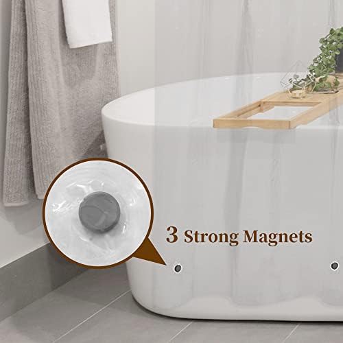 Barossa Design Clear Shower Liner - Premium PEVA with 3 Magnets and Rustproof Grommets