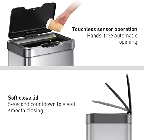 EKO Mirage-T 50 Liter Touchless Motion Sensor Trash Can