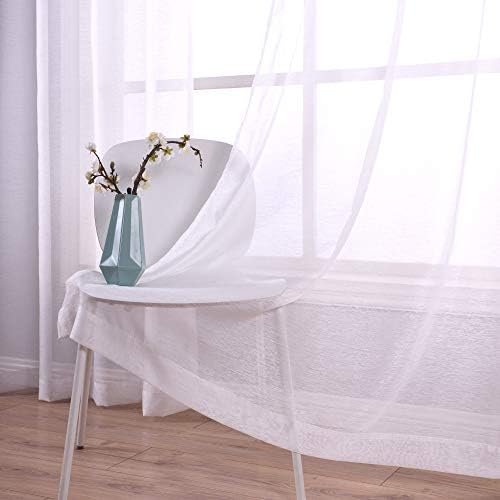 96 Inch White Sheer Curtains Grommet Set of 2 Panels
