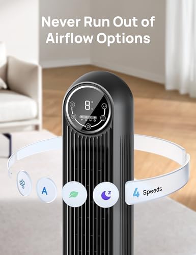 Dreo Tower Fan for Bedroom with 4 Speeds and 4 Modes