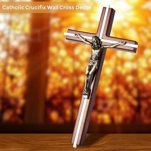 ACHIBANG 10 Inch Wooden Wall Cross with Jesus