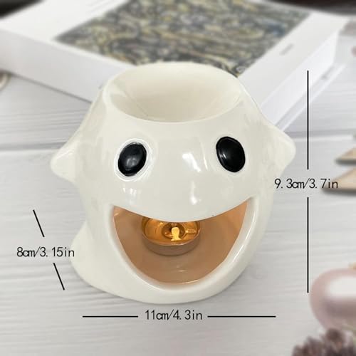 Ceramic Essential Oil Burner with Candle Tray - White