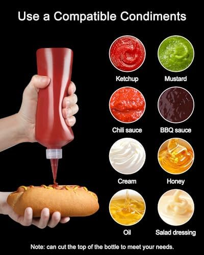 Sopito 8oz Condiment Squeeze Bottles with Labels and Funnels 6 Pack
