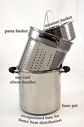 ExcelSteel 12 Qt Multifunction Pasta Cooker with Encapsulated Base and Vented Lid