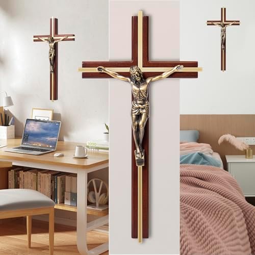 ACHIBANG 10 Inch Wooden Wall Cross with Jesus