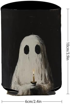 Cute Ghost Candle Beer Can Cooler Sleeve Halloween Insulated Beverage Holder