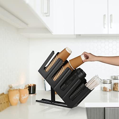 Cairondin Paper Cup and Lid Holder with Straw Organizer Black