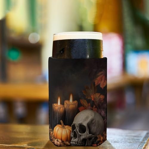 Halloween Skull Can Cooler Sleeve for Beer and Candles