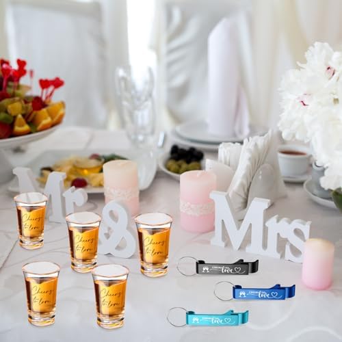 200 Pcs 50 Sets Wedding Favors Shot Glasses and Bottle Openers