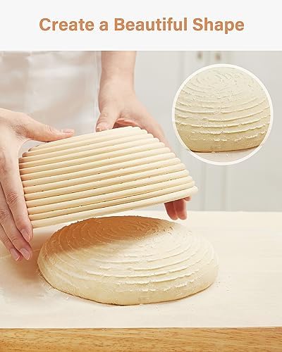 Kootek Banneton Proofing Basket Set with Dough Whisk and Lame