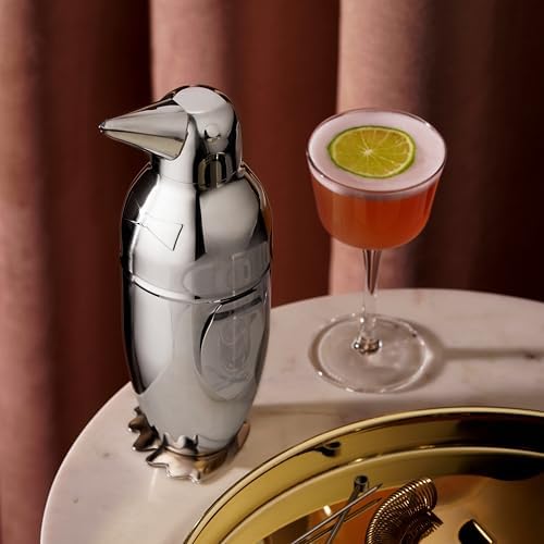 Viski Penguin Cocktail Shaker 17 oz Stainless Steel
