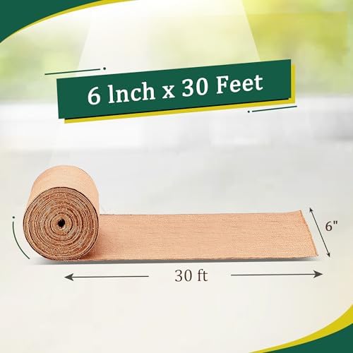 FIBEUSION Burlap Table Runner 6 Inch x 30 Ft