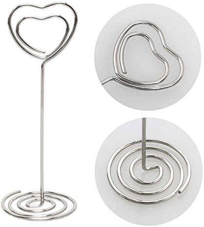 Aniann Table Card Holders 25 Pack Silver Heart Shape Photo Stands