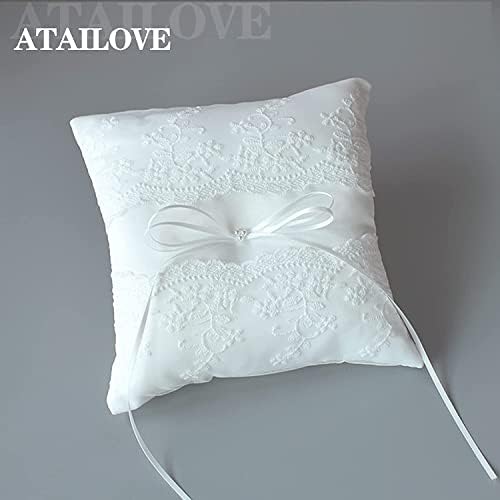 Wedding Ring Pillow with Pearl and Lace Design